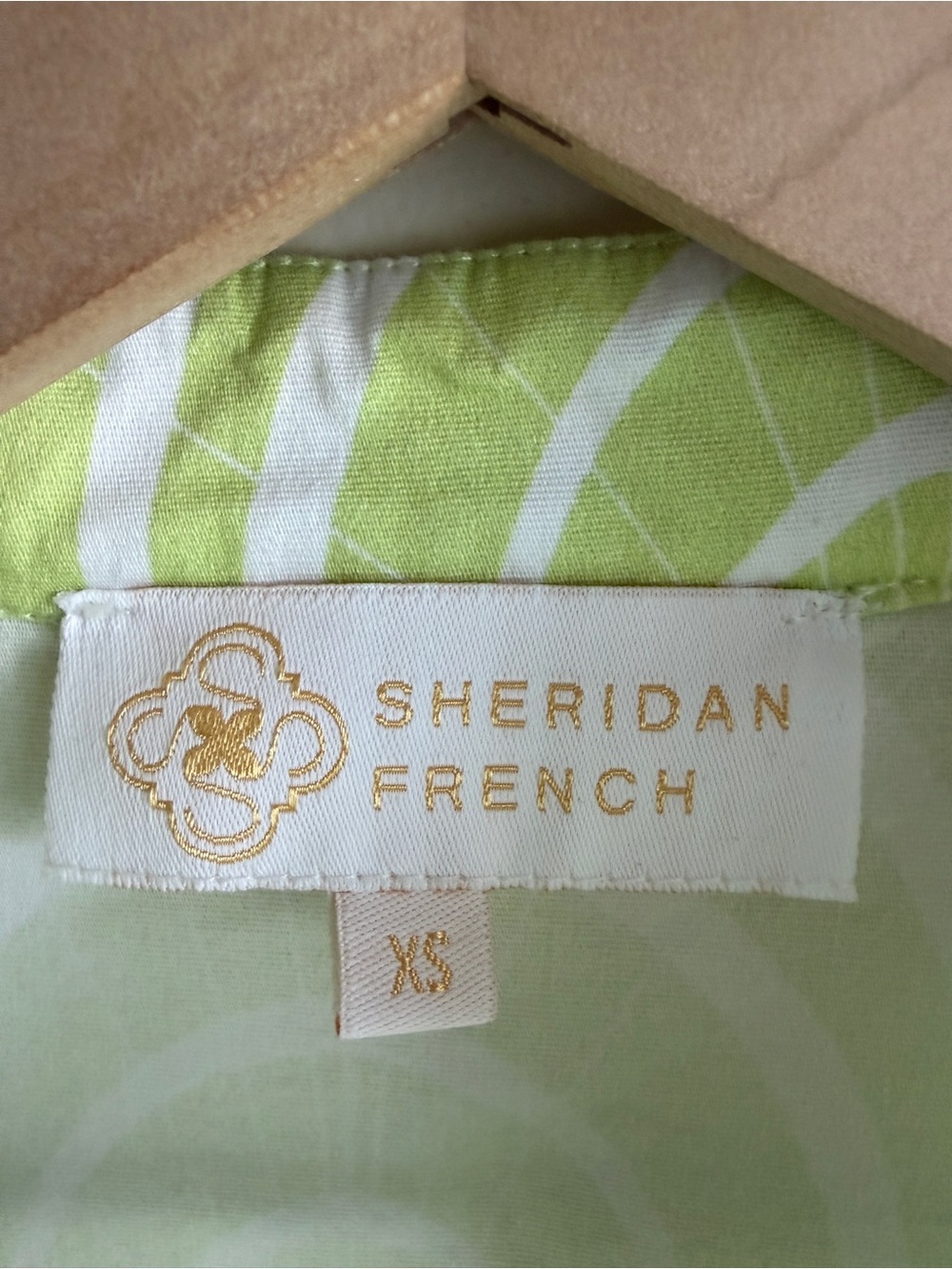 Sheridan French Lime Green White Print Maxi Dress XS Flutter Sleeve Belted - Picture 5 of 13